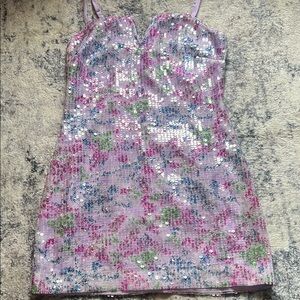 Lulu's Lavender Sequin Mini Dress